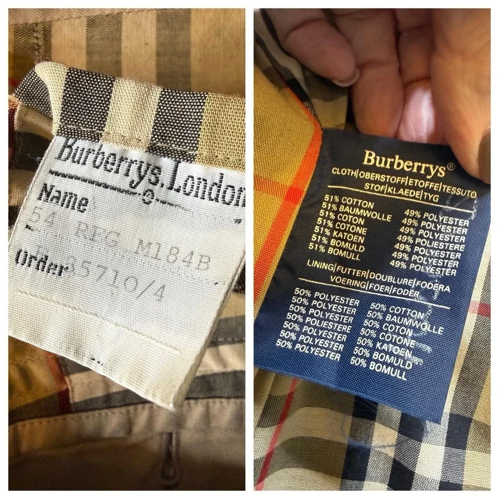 VTG BURBERRYS Double Breasted‎ Belted Trench Coat NOVA CHECK Liner 54 R England - Picture 6 of 13